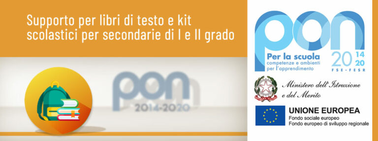 PON FSE – Supporto per libri di testo e kit scolastici per secondarie di I e II grado